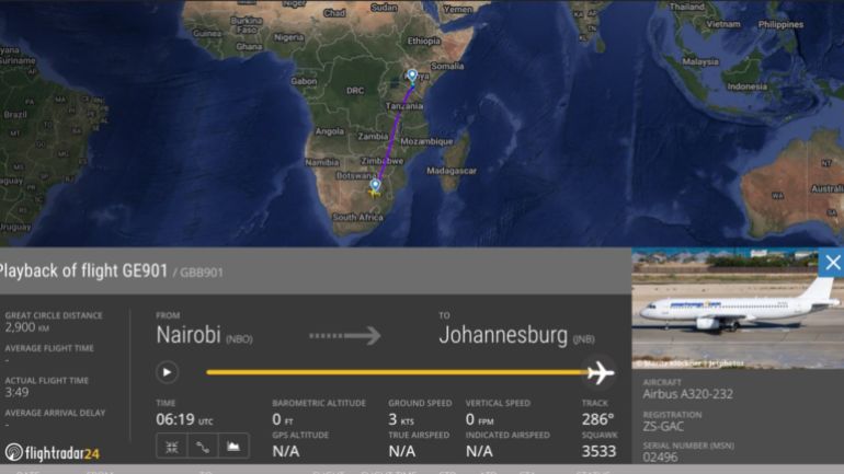 خاص ب تقرير استقصائي بالمصادر المفتوحة| تهجير ناعم لغزة: ما الجهات والمسؤولين عن التهجير الخفي للغزيين وماهي ارتباطاتهم بالاحتلال الإسرائيلي؟ - مسار الرحلة من نيروبي إلى جنوب أفريقيا