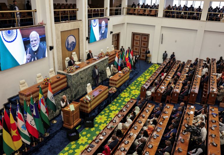 3india-1765996088 India's Prime Minister Narendra Modi addresses Ethiopia's Parliament members at the Parliament Building during his visit to Addis Ababa, Ethiopia, December 17, 2025. REUTERS/Tiksa Negeri