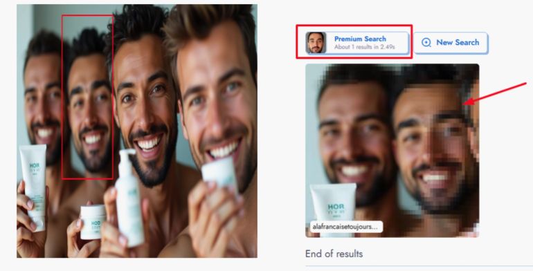 خاص ب تقرير استقصائي بالمصادر المفتوحة| تهجير ناعم لغزة: ما الجهات والمسؤولين عن التهجير الخفي للغزيين وماهي ارتباطاتهم بالاحتلال الإسرائيلي؟ - وبالإضافة إلى ذلك، أظهرت الأدوات المتطورة بالبحث العكسي أن الوجه يشبه صورًا مستخدمة في حملات ترويجية لمنتجات تجميل، ما يرجح أن الصورة نموذج عام أو مولد بالذكاء الاصطناعي لأغراض دعائية، وليس لشخصية حقيقية.