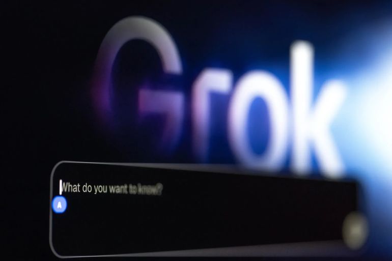 The chat window for chatbot Grok on a laptop arranged in Riga, Latvia, on Monday, June 9, 2025. Announced in March, XAI Holdings was created from the combination of X, formerly Twitter, and Musk's AI venture, xAI. Photographer: Andrey Rudakov/Bloomberg via Getty Images