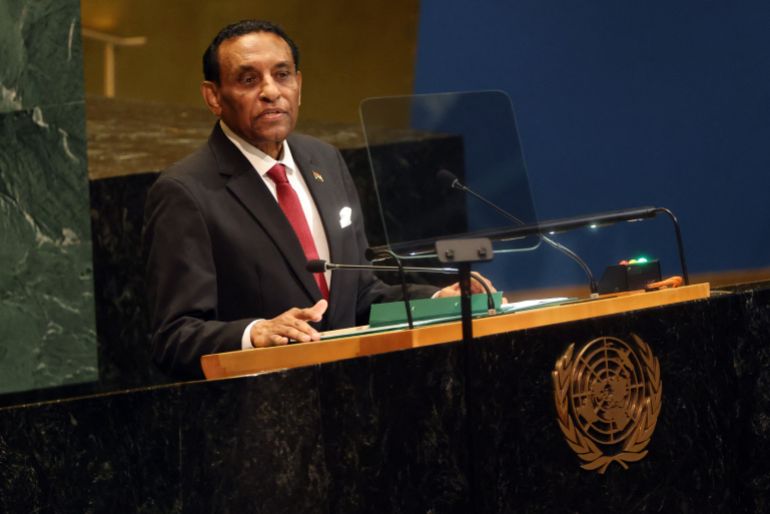 afp_68d608fe1b98-1758857470 NEW YORK, NEW YORK - SEPTEMBER 25: Prime Minister of Sudan Kamil Idris addresses the United Nations (UN) General Assembly during the 80th session of the annual event on September 25, 2025, in New York City. This year’s theme for the annual global meeting is “Better together: 80 years and more for peace, development, and human rights.” Spencer Platt/Getty Images/AFP (Photo by SPENCER PLATT / GETTY IMAGES NORTH AMERICA / Getty Images via AFP)