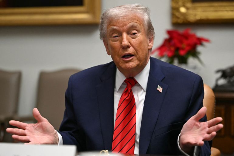afp_693a1217bbfe-1765413399-1 US President Donald Trump speaks during a roundtable discussion in the Roosevelt Room of the White House in Washington, DC, on December 10, 2025. (Photo by ANDREW CABALLERO-REYNOLDS / AFP)