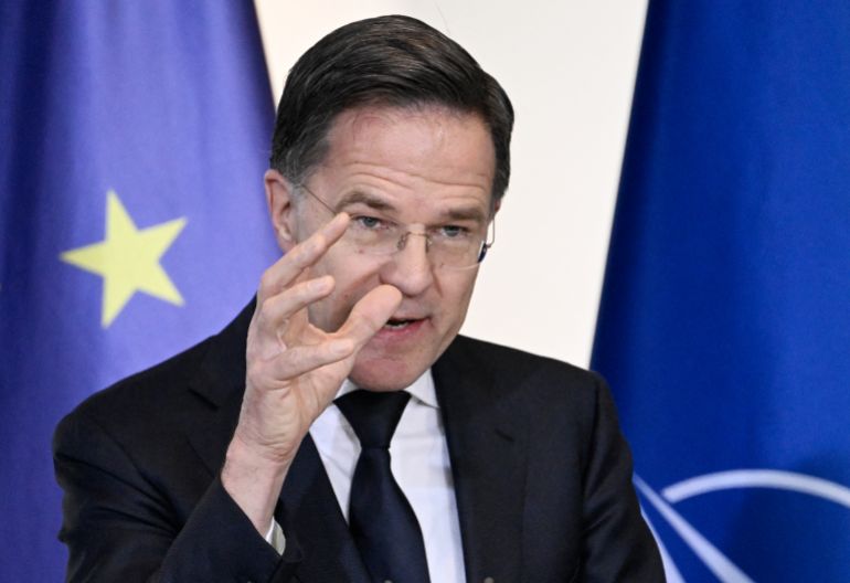 afp_693bc1f05907-1765523952 NATO General Secretary Mark Rutte speaks during a press conference with the German Chancellor (unseen) after talks at the Chancellery on December 11, 2025 in Berlin. (Photo by Tobias SCHWARZ / AFP)