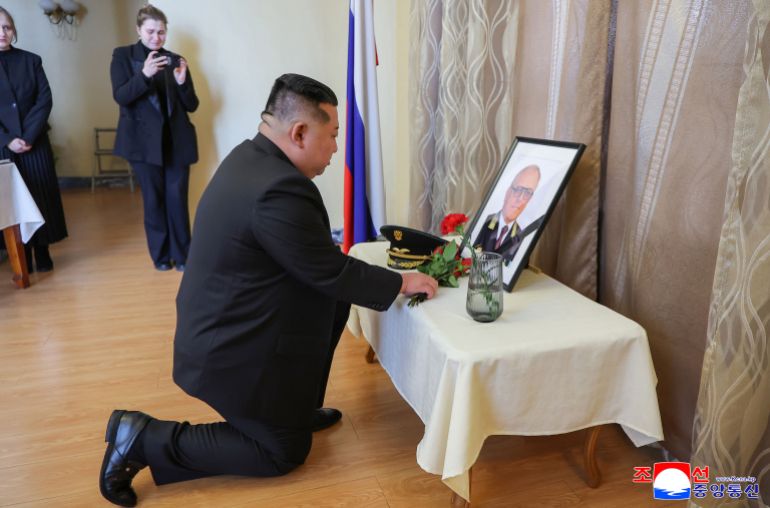 afp_693ceee6a17b-1765600998 TOPSHOT - This picture taken on December 10, 2025 and released by North Korea's official Korean Central News Agency (KCNA) on December 11, 2025 shows North Korean leader Kim Jong Un paying a condolatory visit to the Russian embassy as regards the demise of Aleksandr Ivanovich Matsegora, Russian Ambassador to North Korea, in Pyongyang. (Photo by KCNA VIA KNS / AFP) / SOUTH KOREA OUT / ---EDITORS NOTE--- RESTRICTED TO EDITORIAL USE - MANDATORY CREDIT "AFP PHOTO/KCNA VIA KNS" - NO MARKETING NO ADVERTISING CAMPAIGNS - DISTRIBUTED AS A SERVICE TO CLIENTS THIS PICTURE WAS MADE AVAILABLE BY A THIRD PARTY. AFP CAN NOT INDEPENDENTLY VERIFY THE AUTHENTICITY, LOCATION, DATE AND CONTENT OF THIS IMAGE.