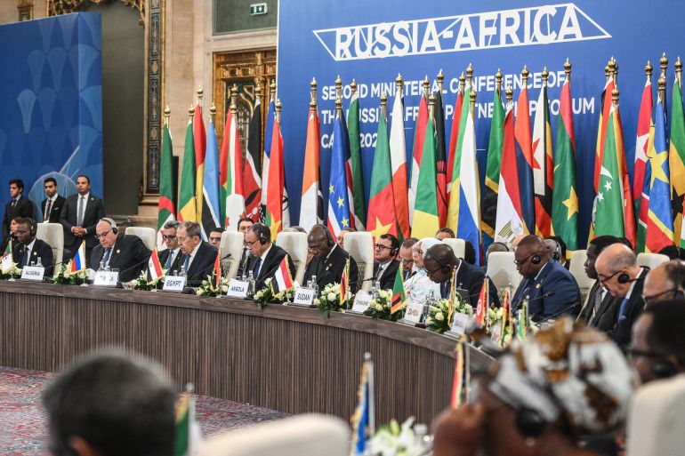 afp_69469d8a9a44-1766235530 Russia's Foreign Minister Sergey Lavrov (3rd L) and Egypt's Foreign Minister Badr Abdelatty (4th L) attend the second Ministerial Conference of the Russia-Africa Partnership Forum in Cairo on December 20, 2025.