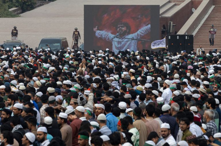 Mourners attend the funeral of the deceased youth leader Sharif Osman Hadi, in Dhaka on December 20, 2025.