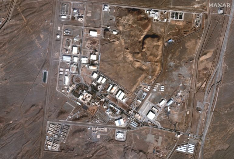 ap_684c2b15d833f-1749822229 This satellite image provided by Maxar Technologies shows the Natanz nuclear facility in Iran on Jan. 24, 2025. (Maxar Technologies via AP)