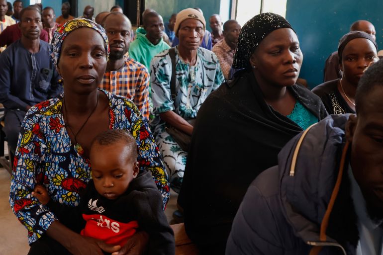 ap_692c943d53a99-1764529213 Parents of abducted school children gather at the St. Mary's Catholic Primary and Secondary School in Papiri community, Nigeria, Friday, Nov. 28, 2025. (AP Photo )