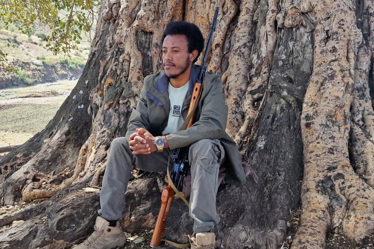 ap_6931cf2d1f636-1764871981 Asres Mare Damte, a Fano militia member, poses for a photo in the Amhara region of northern Ethiopia, Tuesday, Feb. 11, 2025. (AP Photo)