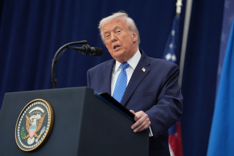 President Donald Trump speaks during a signing ceremony with Rwanda's President Paul Kagame and Democratic Republic of Congo President Felix-Antoine Tshisekedi at the U.S. Institute of Peace, Thursday, Dec. 4, 2025, in Washington. (AP Photo/Evan Vucci)