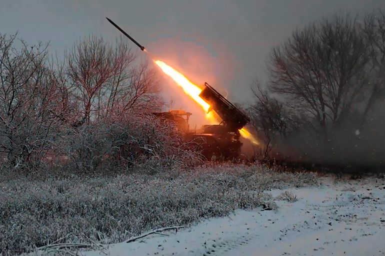 ap_694636840f149-1766209156-2 In this image, made from video provided by Russian Defense Ministry Press Service on Tuesday, Dec. 16, 2025, a Russian "Grad" self-propelled multiple rocket launcher fires towards Ukrainian positions on an undisclosed location in Ukraine. (Russian Defense Ministry Press Service via AP)