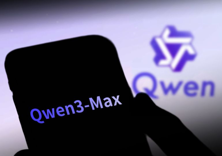 BEIJING, CHINA - SEPTEMBER 24: In this photo illustration, the logo of Qwen3-Max is displayed on a smartphone screen on September 24, 2025 in Beijing, China. Alibaba debuts Qwen3-Max, its trillion-parameter AI model trained on 36T tokens on September 24. (Photo by VCG/VCG via Getty Images)