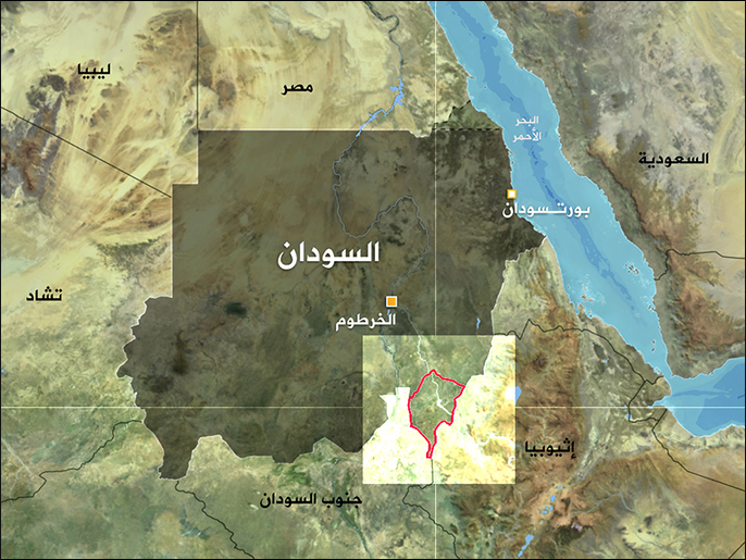خارطة السودان وعليها خريطة لولاية النيل الأزرق