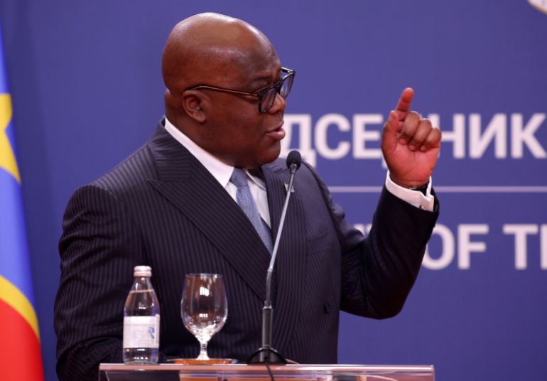 epa_693113f88d02-1764824056 epa12554713 Democratic Republic of Congo President Felix Tshisekedi attends a press conference with the Serbian president after their meeting in Belgrade, Serbia, 28 November 2025. The president of the Democratic Republic of the Congo is on an official state visit to Serbia. EPA/ANDREJ CUKIC