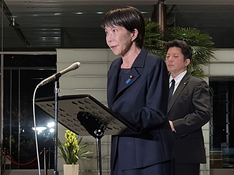 epa_69375b684283-1765235560 epa12578908 Japanese Prime Minister Sanae Takaichi speaks to reporters reacting after a powerful earthquake hit northeastern Japan, at the prime minister official residence in Tokyo, Japan, late 08 December 2025. The powerful quake with a magnitude of 7.6 hit northeastern Japan 08 December 2025 triggering a tsunami warning in coastal areas of northeastern Japan and Hokkaido. EPA/JIJI PRESS JAPAN OUT EDITORIAL USE ONLY/