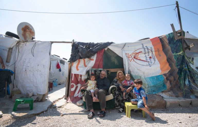 BEKAA VALLEY, LEBANON - JUNE 12: Refugees displaced to Lebanon by the Syrian conflict at an informal tented settlement during the first official Royal visit to the country by Sophie, Countess of Wessex, on June 12, 2019 in Bekaa Valley, Lebanon. The Countess of Wessex announced her commitment to supporting the UK's efforts in the Women, Peace and Security agenda (WPS), and the Preventing Sexual Violence in Conflict Initiative (PSVI) earlier this year. (Photo by Victoria Jones - WPA Pool/Getty Images)