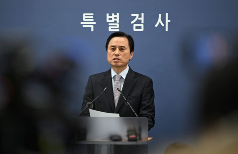 reuters_693faeee-1765781230 South Korean special prosecutor Cho Eun-seok speaks as he announces the results of its investigation into insurrection charges related to former President Yoon Suk Yeol at the Seoul High Prosecutors' Office in Seoul on December 15, 2025. JUNG YEON-JE/Pool via REUTERS