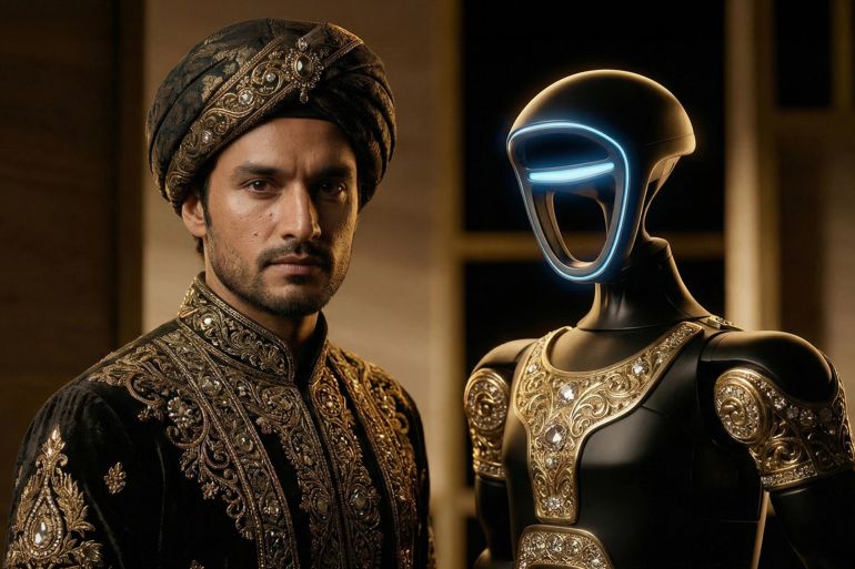 Caviar has unveiled Aladdin, a gold humanoid robot based on Unitree G1 platform. The robot blends advanced engineering with Arab-inspired design. credit : caviar.global
