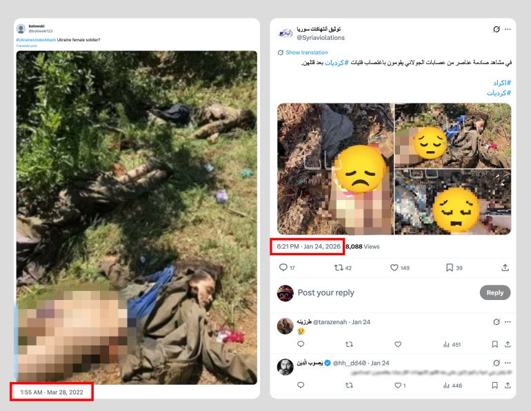 323232-1769496258 كومبو لتغريدتين مزورتين لقتل فتيات كرديات المصدر: @bolowski123 @Syriaviolations