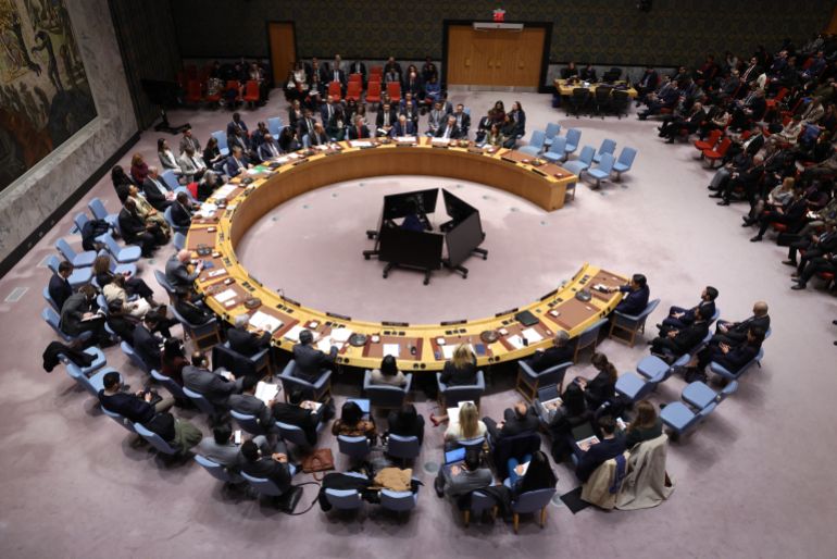 afp_691c293b40ec-1763453243 Ambassadors and representatives to the United Nations meet at the UN Security Council to vote on a US resolution on the Gaza peace plan at the UN Headquarters in New York City, November 17, 2025.