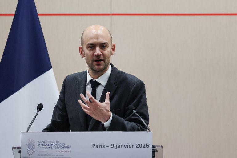 afp_69676a5cc083-1768385116 France's Minister for Europe and Foreign Affairs Jean-Noel Barrot delivers a speech during an Ambassadors Conference at the conference centre of the French Ministry for Europe and Foreign Affairs, in Paris, on January 9, 2026. (Photo by Ludovic MARIN / POOL / AFP)
