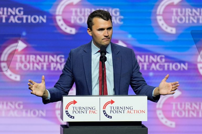 ap_68c3f990d66b6-1757673872 FILE - Turning Point USA Founder Charlie Kirk speaks during a campaign rally, Oct. 24, 2024, in Las Vegas. (AP Photo/John Locher, File)
