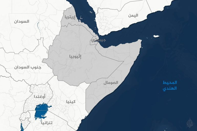 خريطة توضح القرن الأفريقي