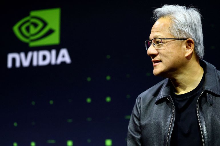NVIDIA CEO Jensen Huang introduces an "Industrial AI Cloud" project during a press conference in Berlin, Germany, November 4, 2025. REUTERS/Lisi Niesner TPX IMAGES OF THE DAY