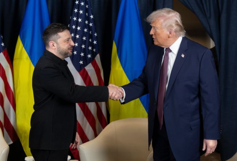 epa_69732d73b35d-1769155955 epa12671476 A handout photo made available by the Ukrainian Presidential Press Service shows Ukraine's President Volodymyr Zelensky (L) shaking hands with US President Donald Trump (R) during their meeting on the sidelines of the 56th annual meeting of the World Economic Forum (WEF), in Davos, Switzerland, 22 January 2026. The 2026 summit, running from 19 to 23 January and held under the theme 'A Spirit of Dialogue,' brings together global political leaders, corporate executives, and scientists to address international challenges. EPA/UKRAINIAN PRESIDENTIAL PRESS SERVICE HANDOUT -- MANDATORY CREDIT: UKRAINIAN PRESIDENTIAL PRESS SERVICE -- HANDOUT EDITORIAL USE ONLY/NO SALES