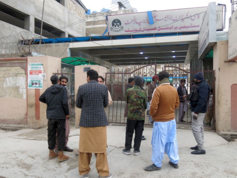 epa_697e303ab869-1769877562 epa12694832 People gather outside a hospital after the victims and injured in a shooting attack were transported for treatment, in Quetta, Balochistan province, Pakistan, 31 January 2026. At least three police officers were killed and two others injured when unidentified gunmen opened fire on a police vehicle on Sariab Road, according to local officials. The assailants fled the scene following the attack and remain at large. EPA/FAYYAZ AHMAD