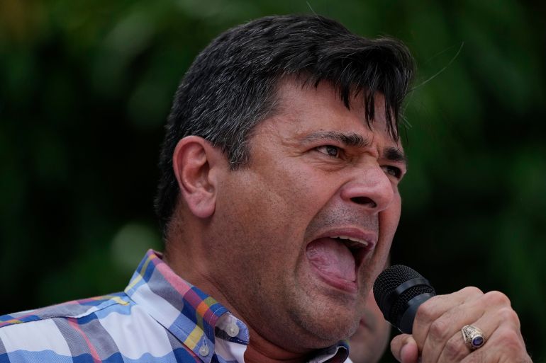 fgh7gh-1768636828 Opposition leader Freddy Superlano speaks to supporters in Barinas, Venezuela, Saturday, Dec. 4, 2021. Superlano, who was leading the race for governor in Barinas State in the recent Nov. 21 regional elections, called for a protest this Saturday after a court ruling ordered new elections in the state and disqualified him from running(AP Photo/Ariana Cubillos)