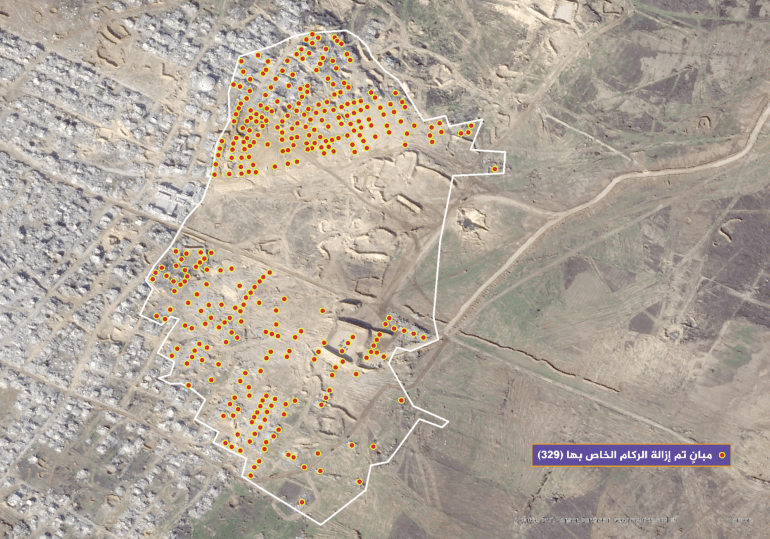 gaza454543554-1768140498 (تحليل صور الأقمار الصناعية يكشف إزالة ركام مئات المنازل في بيت حانون - المصدر: الجزيرة + planet LBC)