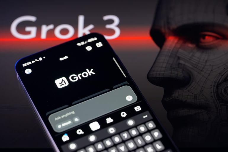 gettyimages-2199492075-1752136250 The Grok X AI app displays on a mobile phone with the Grok X AI logo, as seen in this photo illustration in Brussels, Belgium, on February 16, 2025. (Photo by Jonathan Raa/NurPhoto via Getty Images)