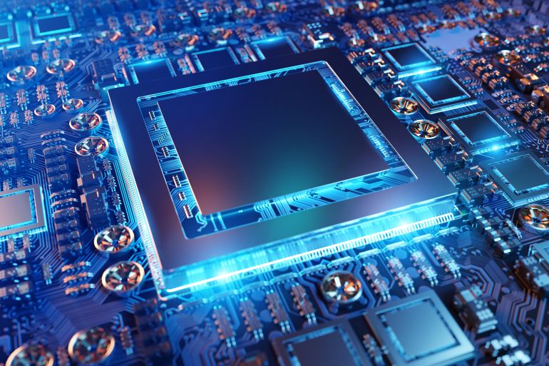 Close-up view of a modern GPU card with circuit and colorful lights and details 3D rendering; Shutterstock ID 1284940789; purchase_order: d; job: ; client: ; other: