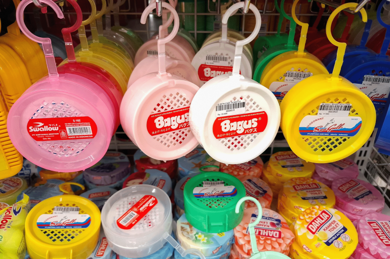 Bontang, Kalimantan Timur, Indonesia. Juny 15 2025. various brands and types of camphor. air fresheners such as toilets to repel cockroaches. fumigant naphthalene balls or mothballs