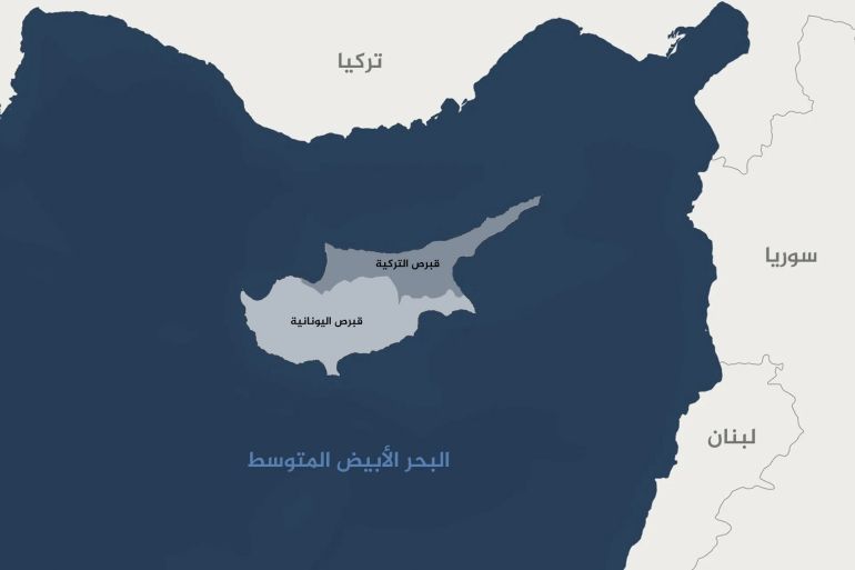 خريطة قبرص التركية و قبرص اليونانية