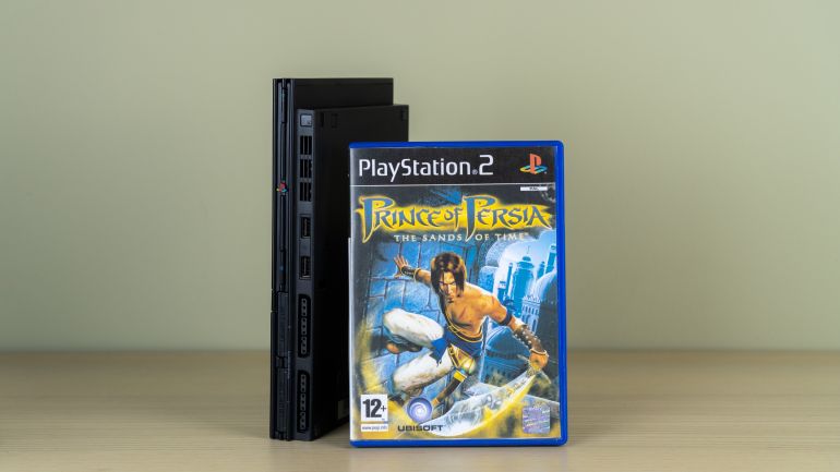 Istanbul, Turkey - January 2021: Prince of Persia game from Ubisoft and PS2 Slim video game system by Sony