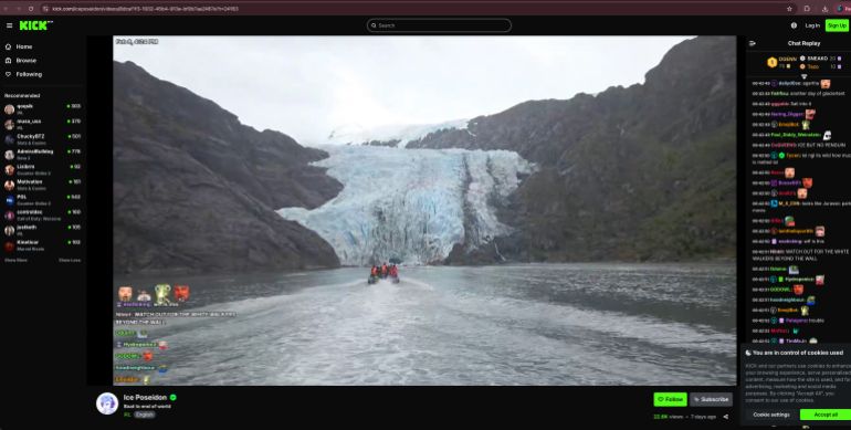 لقطة لبث مباشر من منطقة باتاغونيا بأقصى جنوب أميركا الجنوبية المصدر: @iceposeidon