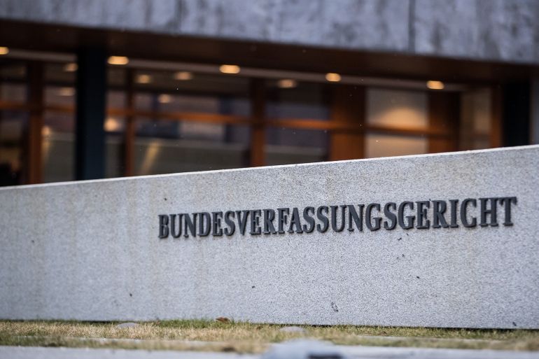 KARLSRUHE, GERMANY - JANUARY 17: A general view at the German Federal Constitutional Court (Bundesverfassungsgericht) to hear the court's verdict on whether to ban the far-right NPD (German National Democratic Party) political party on January 17, 2017 in Karlsruhe, Germany. The case was brought to the court by representatives of the German states (Bundeslaender) in December, 2015, with the argument that the NPD is a racist, anti-Semitic and anti-democratic party with an ideology very similar to the National Socialist Party (NSDAP) of Adolf Hitler and that is in violation of the German constitution. This is the second attempt by the states to ban the party after the first attempt failed in 2003. The NPD, which has been active in Germany since the 1960s, has in recent years lost ground to other parties, most notably the AfD, the Alternative fuer Deutschland, a populist party that has positioned itself to attract right-wing votes. (Photo by Simon Hofmann/Getty Images)