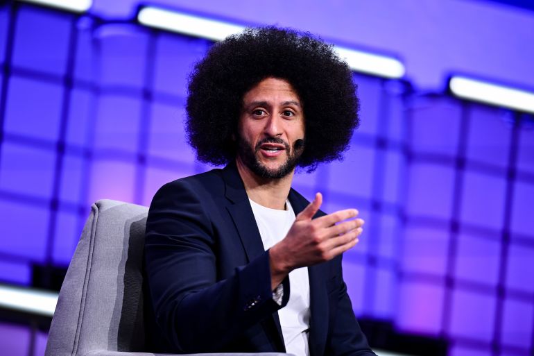 Doha , Qatar - 3 February 2026; Colin Kaepernick, Founder & CEO, Lumi, on Centre stage during day two of Web Summit Qatar 2026 at the Doha Exhibition and Convention Center in Doha, Qatar. (Photo By Shauna Clinton/Sportsfile for Web Summit Qatar via Getty Images)