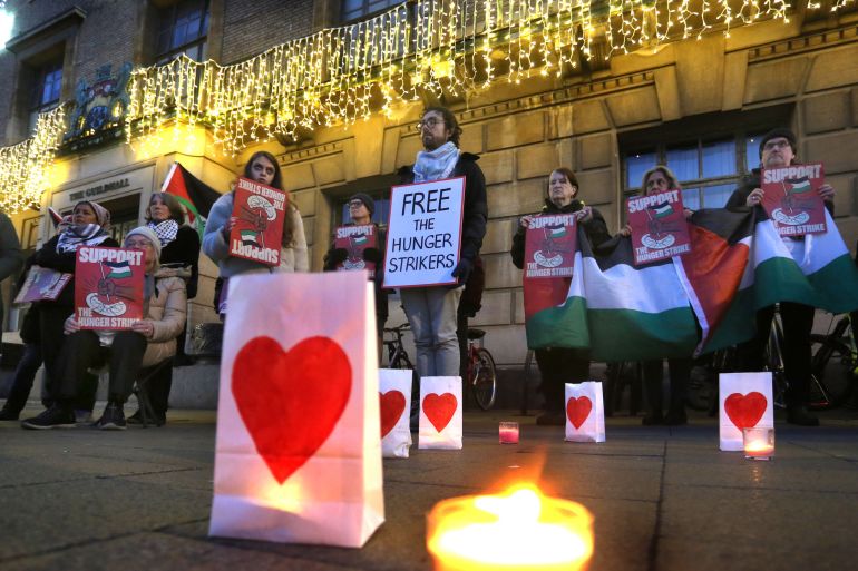 4822-1766221321 A vigil for Palestine Action hunger strikers in Cambridge on 14 December 2025. Photograph: Martin Pope/Sopa Images/Shutterstock