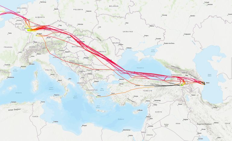 بيانات ملاحية لرحلات شحن عسكرية أمريكية إلى أرمينيا وأذربيجان (الجزيرة)