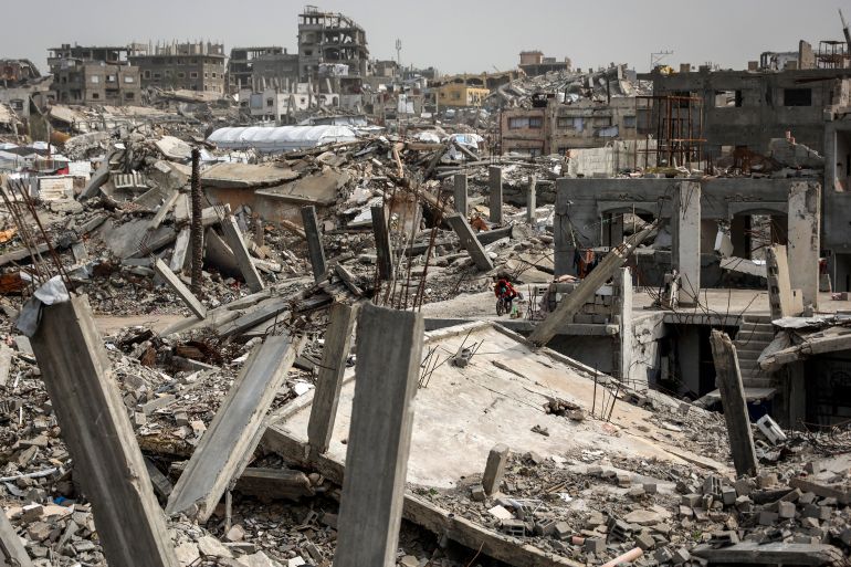 Destroyed buildings are pictured in the Jabalia camp for Palestinian refugees in the northern Gaza Strip on February 8, 2026.