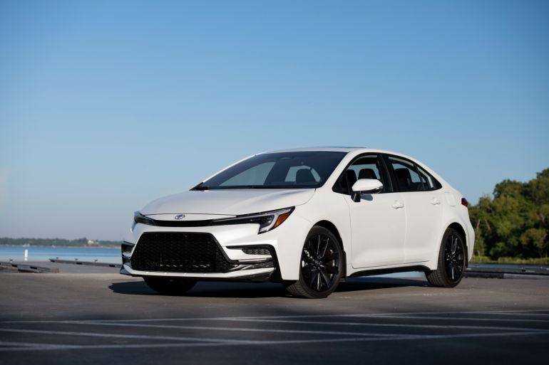 This photo provided by Toyota shows the 2026 Corolla sedan. The Corolla is available as a hybrid that gets up to an EPA-estimated 50 mpg. (Courtesy of Toyota Motor Sales U.S.A. via AP)