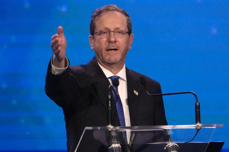 Israeli President Isaac Herzog speaks at a Jewish community event in Melbourne, Thursday, Feb. 12, 2026. (AP Photo/Asanka Brendon Ratnayake)