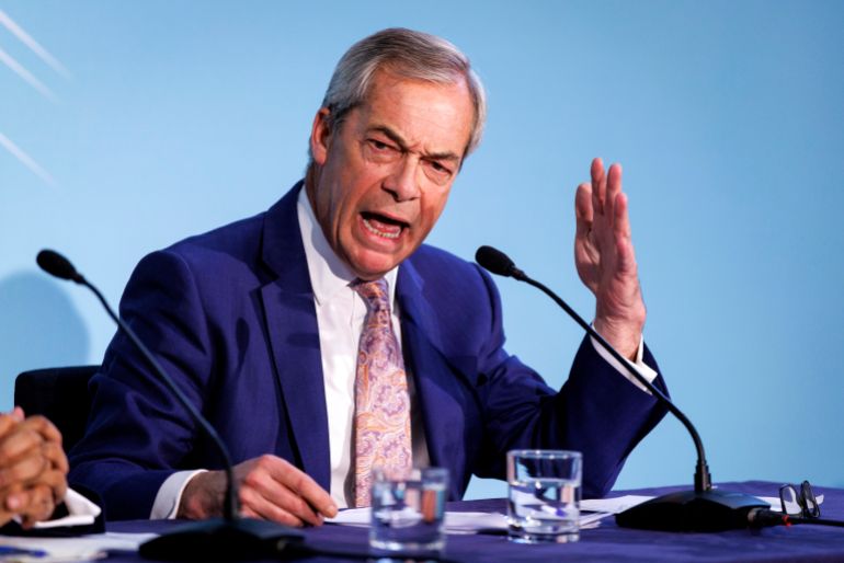 epa_692405312bd9-1763968305 epa12533075 Reform UK leader Nigel Farage speaks during a press conference in London, Britain, 18 November 2025. Farage, on behalf of Reform UK, has proposed ending Universal Credit (UC) payments for all foreign nationals in the UK, including EU citizens who have settled status, which would break commitments made in the post-Brexit trade deal between the UK and the European Union regarding citizens' rights and access to social security. EPA/TOLGA AKMEN