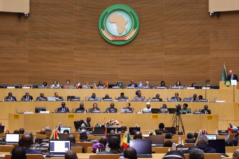 epa12738181 Participants attend the African Union’s 39th Ordinary Session of Assembly of Heads of State and Government in Addis Ababa, Ethiopia, 14 February 2026. The two-day summit’s 2026 theme is ‘Assuring Sustainable Water Availability and Safe Sanitation Systems to Achieve the Goals of Agenda 2063.” EPA/MINASSE WONDIMU HAILU