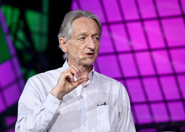 gettyimages-1260011569-1688035797 Toronto , Canada - 28 June 2023; Geoffrey Hinton, Godfather of AI, University of Toronto, on Centre Stage during day two of Collision 2023 at Enercare Centre in Toronto, Canada. (Photo By Ramsey Cardy/Sportsfile for Collision via Getty Images)