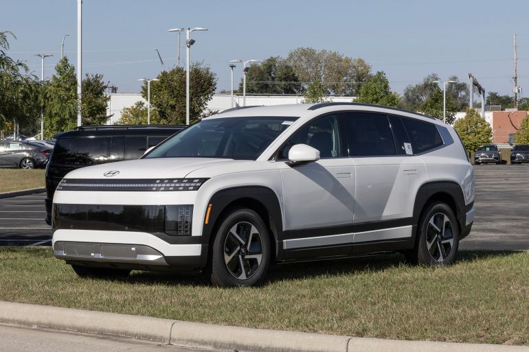 Noblesville - September 28, 2025: Hyundai IONIQ 9 Three-Row Electric SUV display. Hyundai offers the IONIQ 9 with up to 320 miles of driving range. MY:2026