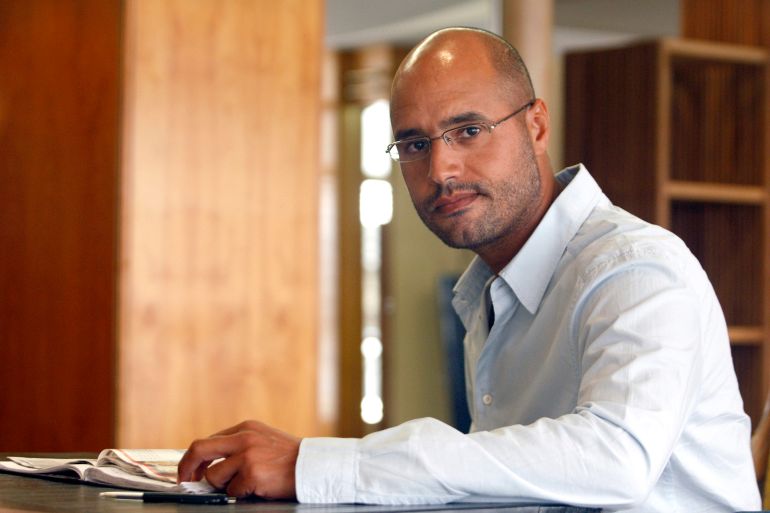 Saif al-Islam, son of Libyan leader Muammar Gaddafi, indicates that Libya plans an enhanced oil recovery round to develop its production capacity during an interview with Reuters in Nice July 30, 2007. Libya has held three oil exploration licensing rounds since the end of Western sanctions against the government in 2004, awarding permits to firms in what is considered one of the world's last under-explored oil-promising regions. REUTERS/Gilbert Tourte (FRANCE)
